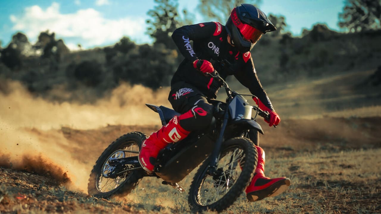 A rider riding electric dirt bike